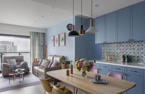 Thiết kế nội thất màu xanh dương cho căn hộ chung cư